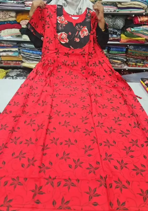 Premium Cotton Frock Style Nighty with Adjustable Rope & Side Pocket |NT3618